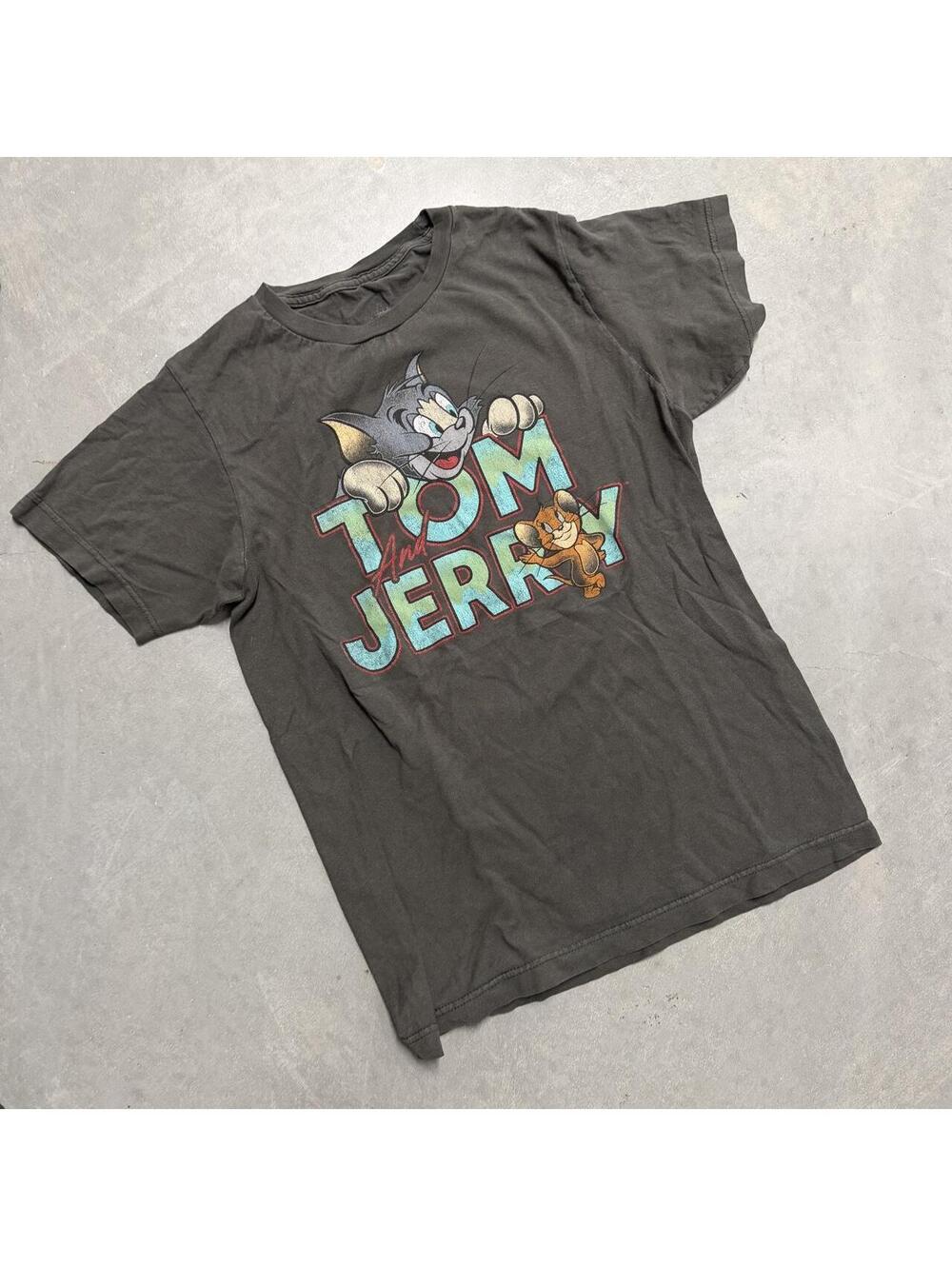 2000s Faded Tom and Jerry Gray Graphic Tee Sized Small